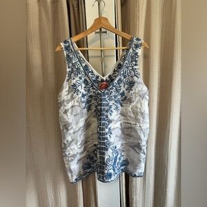 Johnny Was Embroidered Linen Tank- Large